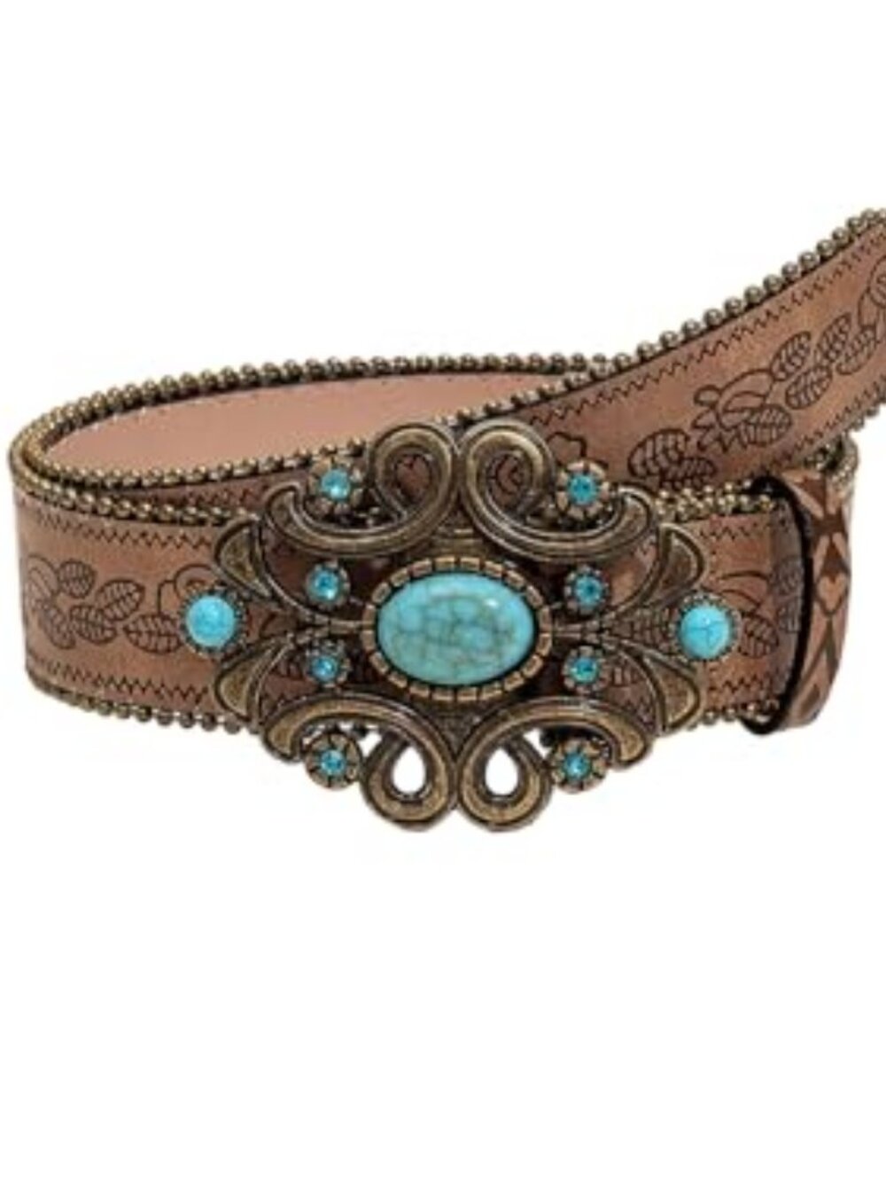 Women's Western Cowgirl Belt Floral Vintage Leather Buckle Waist